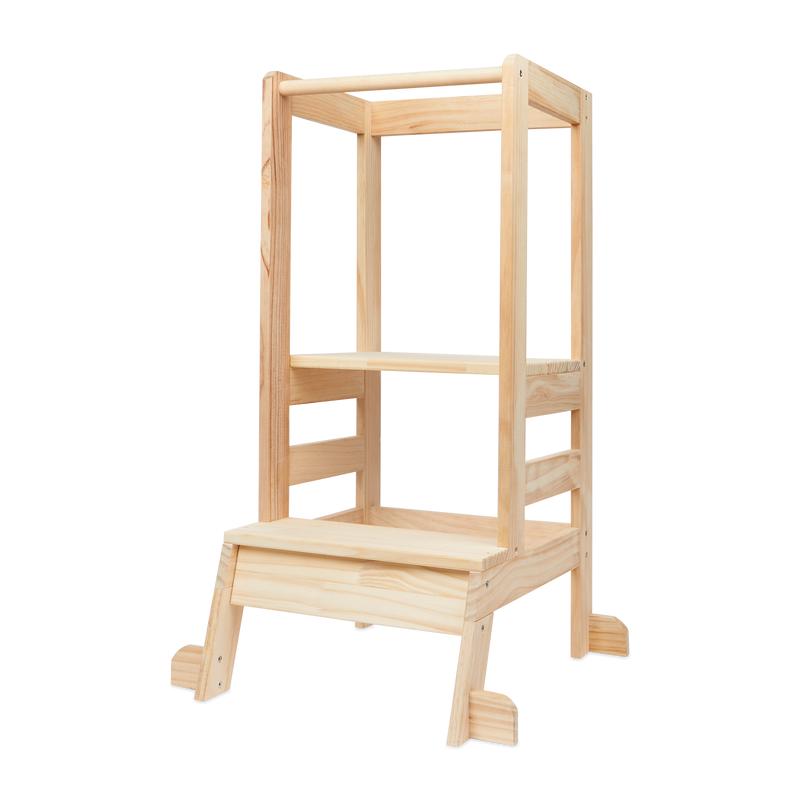 Houten leertoren / keukenhulp - bruin - 1