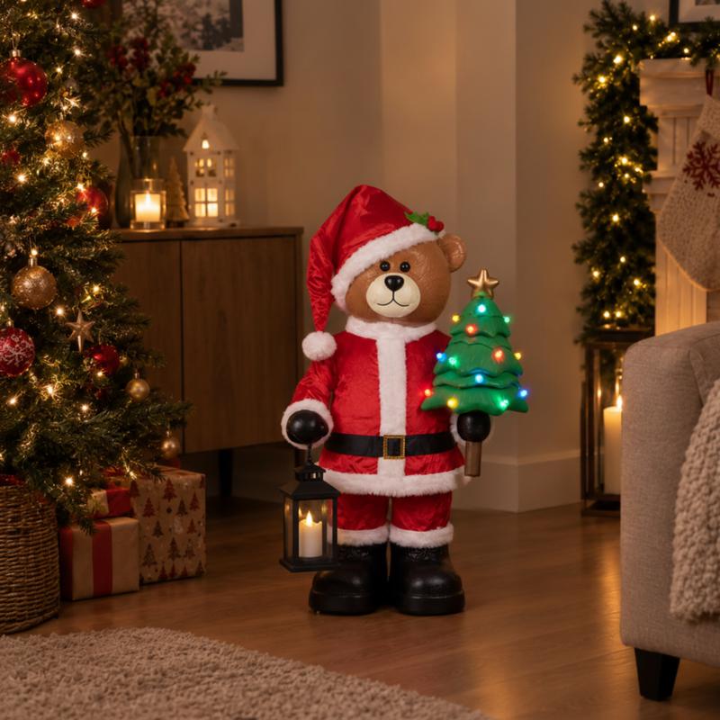 Staande kerstbeer met muziek en verlichting - voor binnen - 1