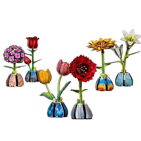 Houten 3D bloemenpuzzelset - 2
