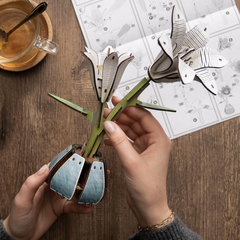 Houten 3D bloemenpuzzelset - 3