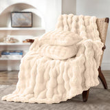 Pom Pom Fur plaid met kussens - crème-wit - 1