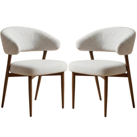 Japandi eetkamerstoelen met bouclélook - beige - 2