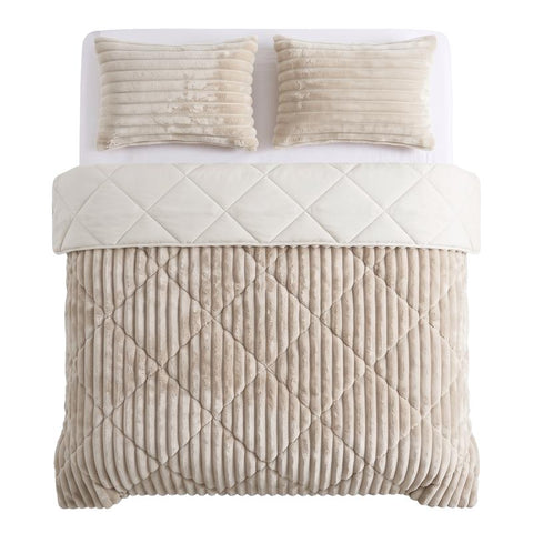 Lazy all-in-one dekbed ribstof - off white - 2