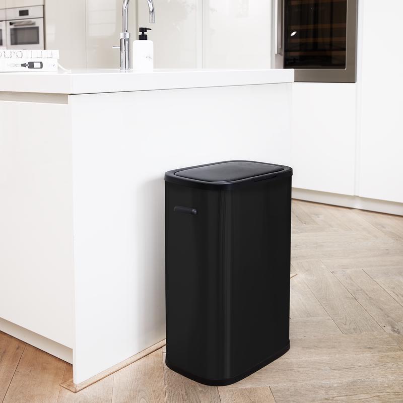 Prullenbak met drukdeksel - 60 liter - zwart - 1