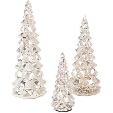 Glazen kerstbomenset met ledlampjes - 2