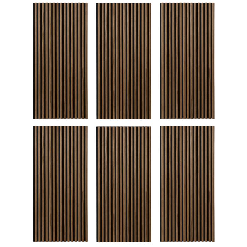 Akoestische wandpanelen met halfronde latjes - walnoot - 4